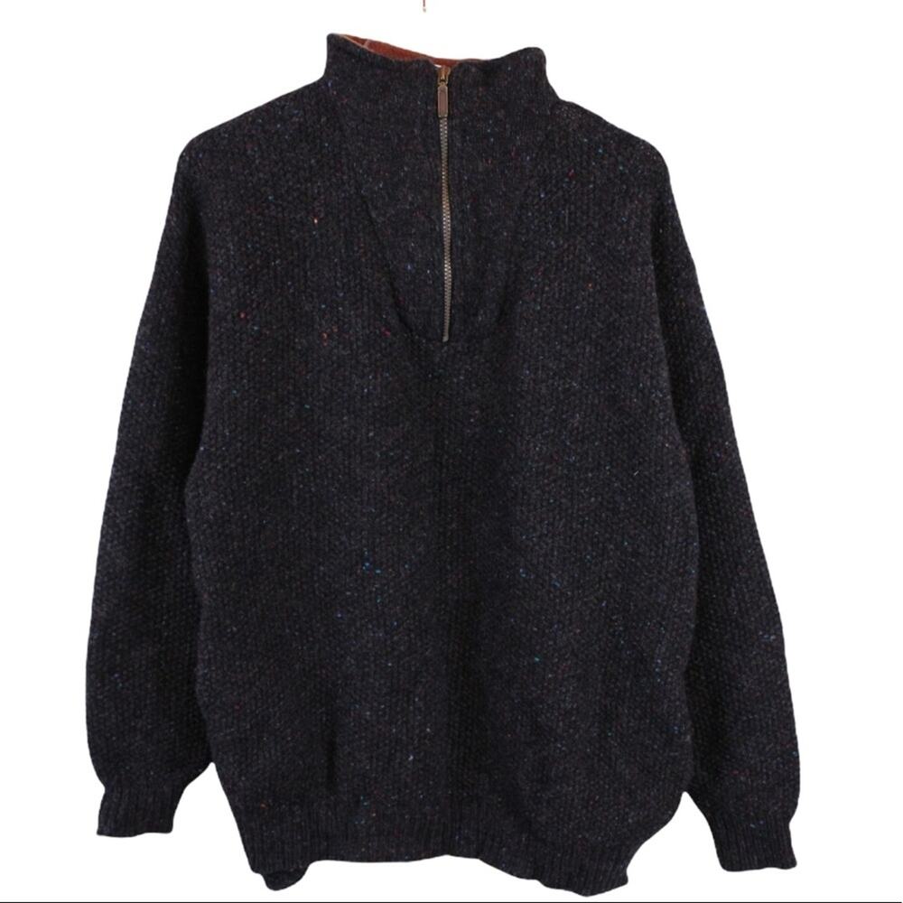 ALPS | Wool 1/4 Zip Pull-over in Charcoal Grey Flecked Sweater Men's Size Medium